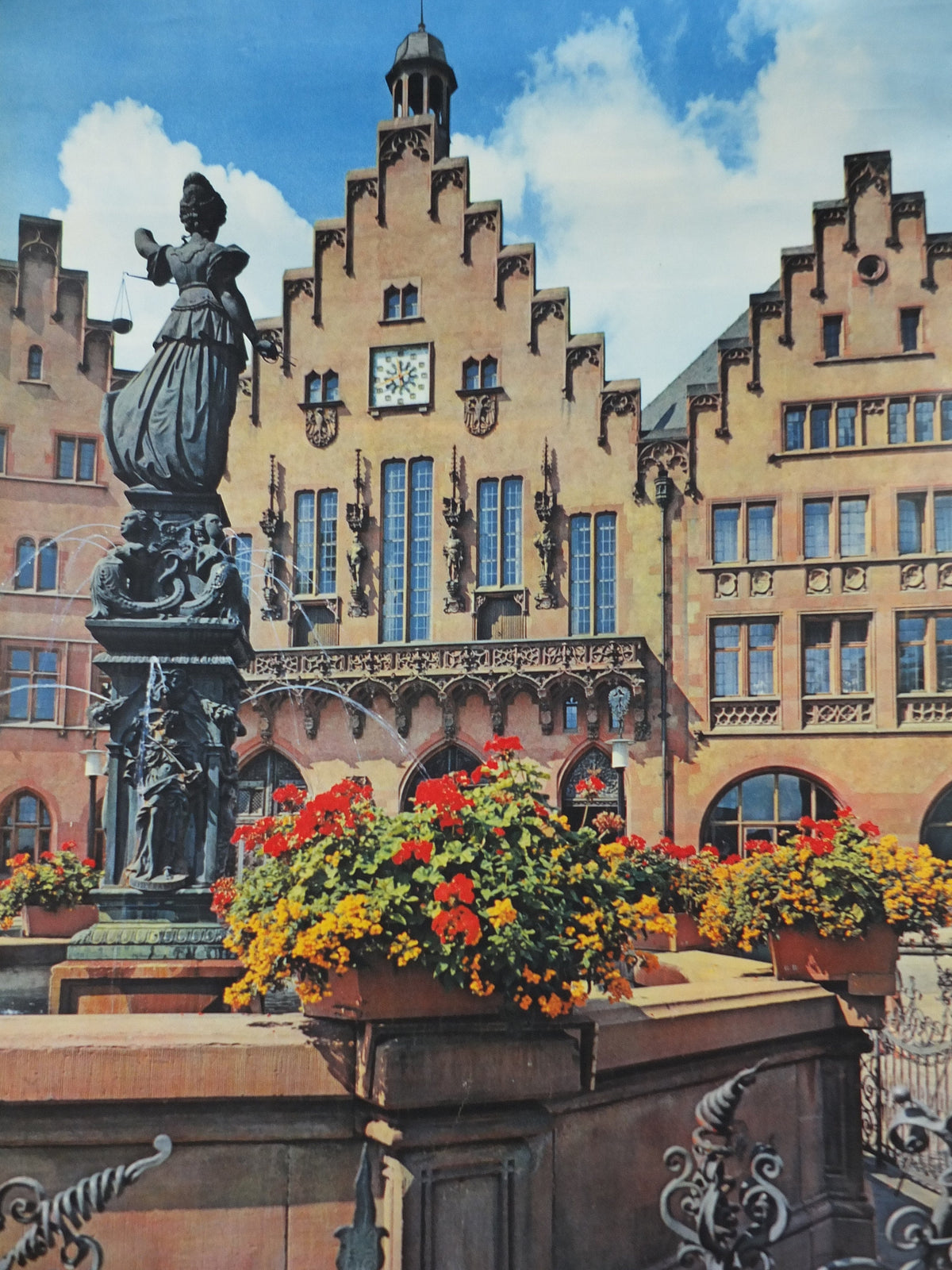 1963 Frankfurt on the Main Travel Poster, Romer Hotel de Ville, Germany, by Sepp Jager, tourism advertising wall art decor