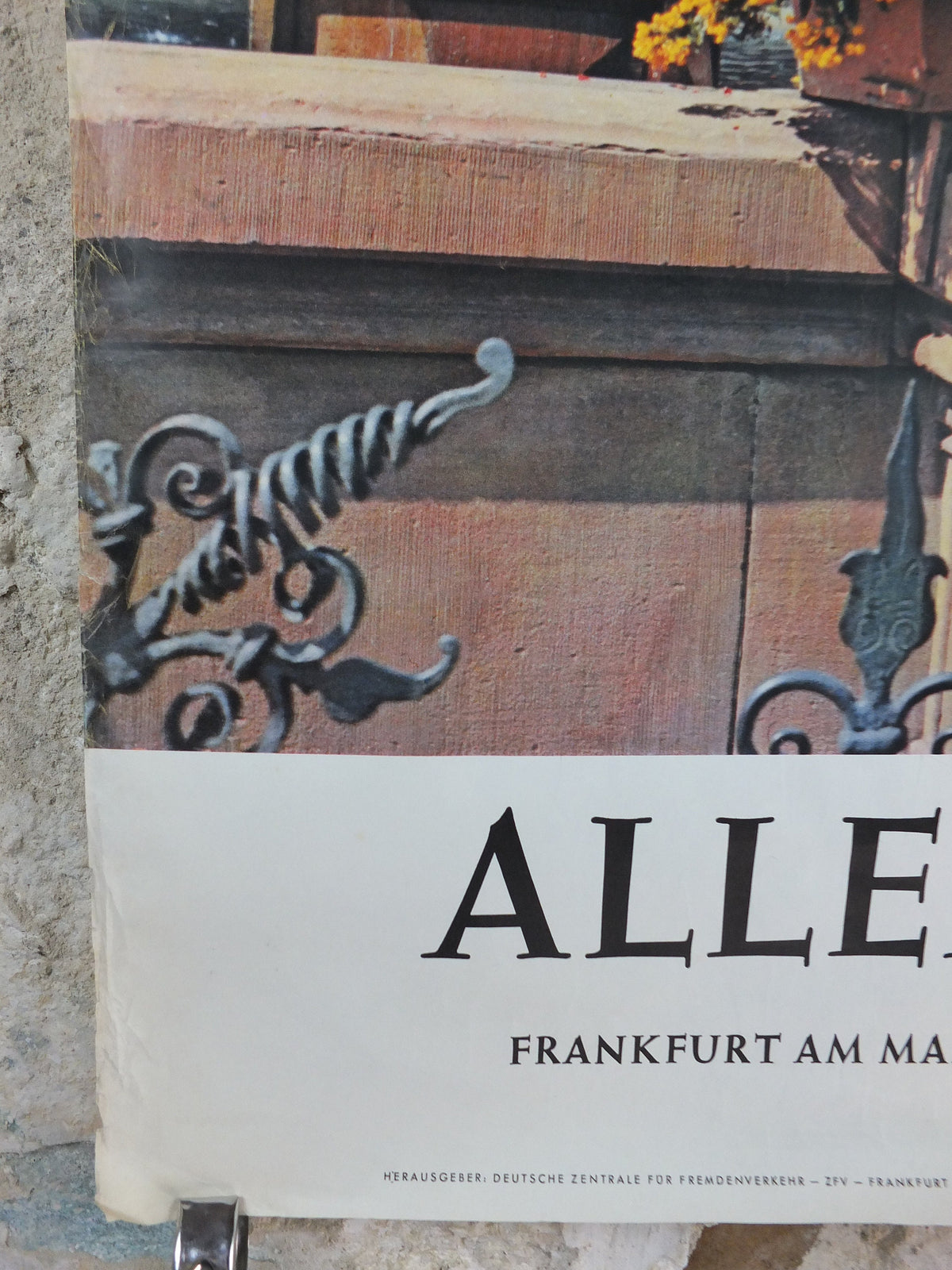 1963 Frankfurt on the Main Travel Poster, Romer Hotel de Ville, Germany, by Sepp Jager, tourism advertising wall art decor