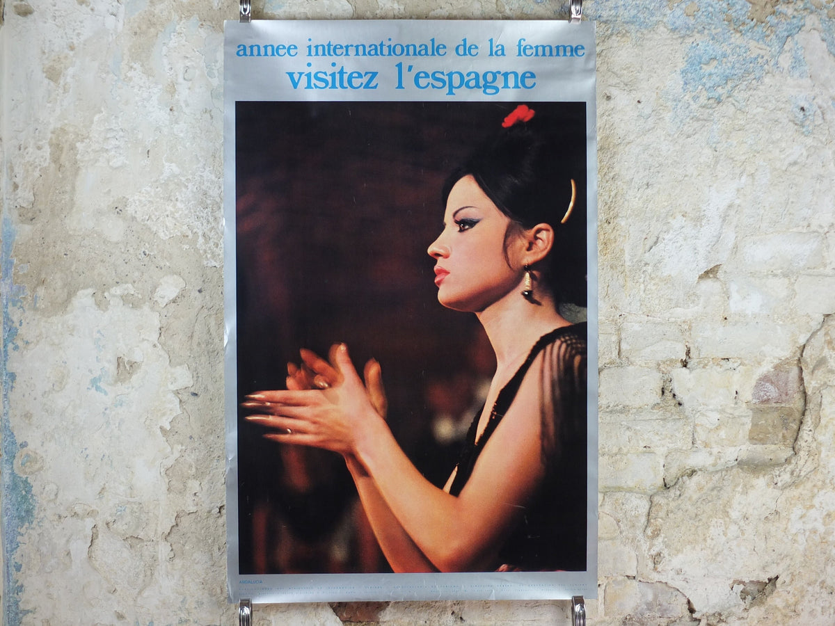 1975 International Womens Year Poster, Flamenco Andalucia Spain, annee internationale de la femme, United Nations, feminist wall art decor