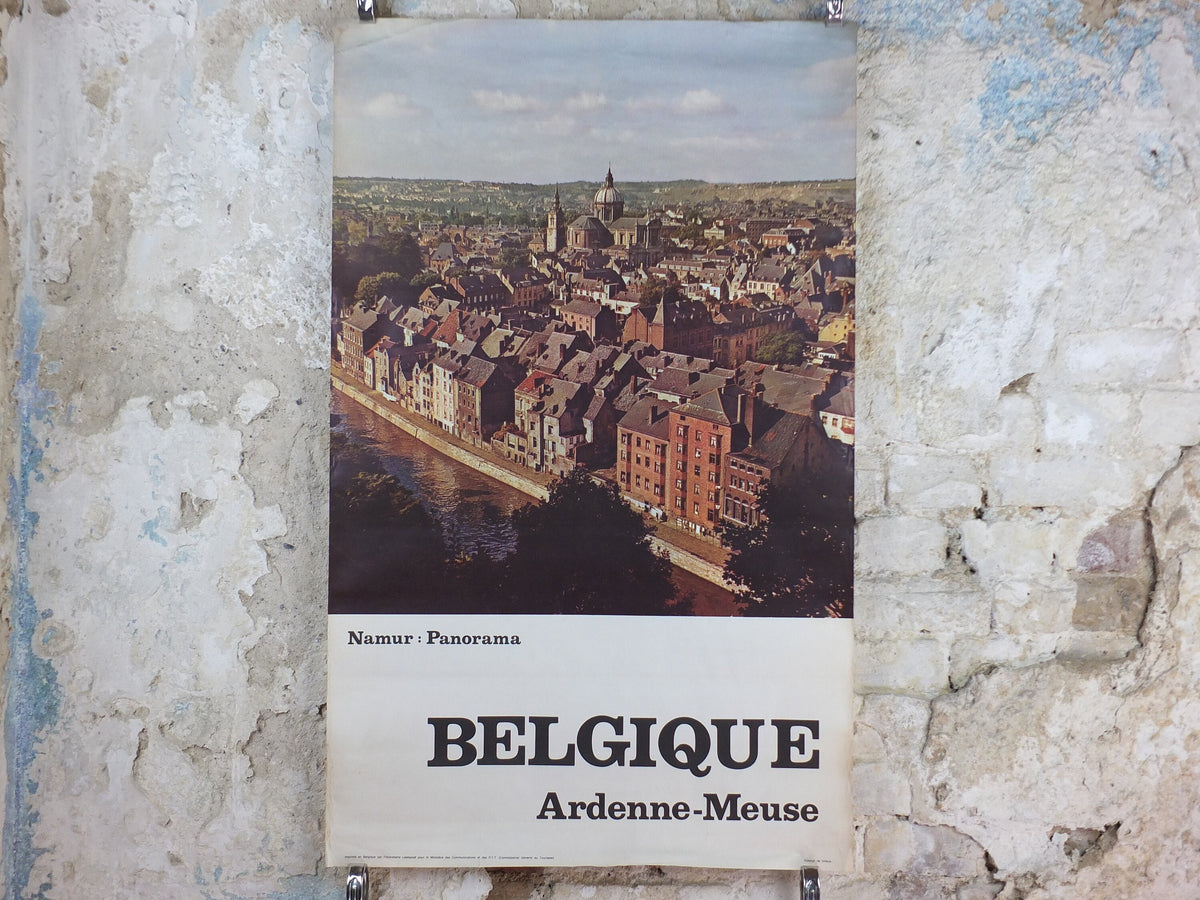 1970s Belgium Travel Poster, Namur Panorama, St Aubins cathedral, Belgique travel tourism holiday vacation wall art