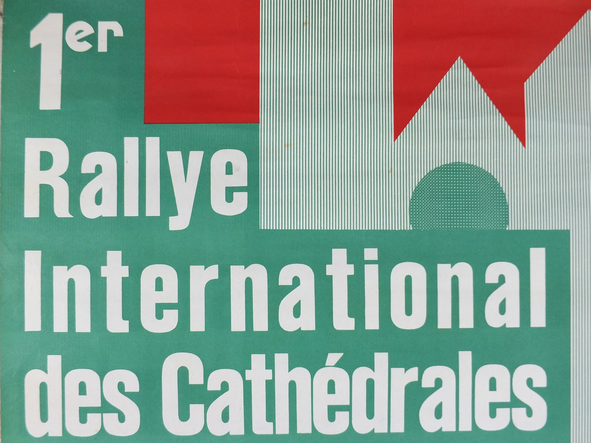 1965 1st International Cathedral Rally Poster, Bourges, BP oil, French vintage car enthusiasts, wall art decor