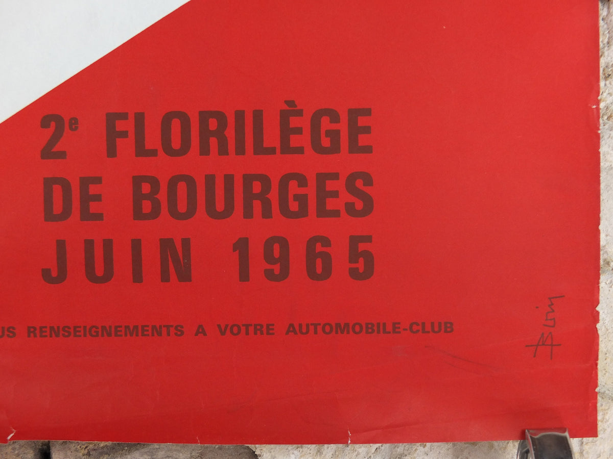 1965 1st International Cathedral Rally Poster, Bourges, BP oil, French vintage car enthusiasts, wall art decor