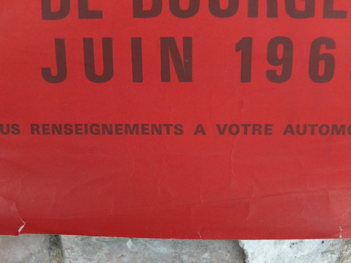 1965 1st International Cathedral Rally Poster, Bourges, BP oil, French vintage car enthusiasts, wall art decor