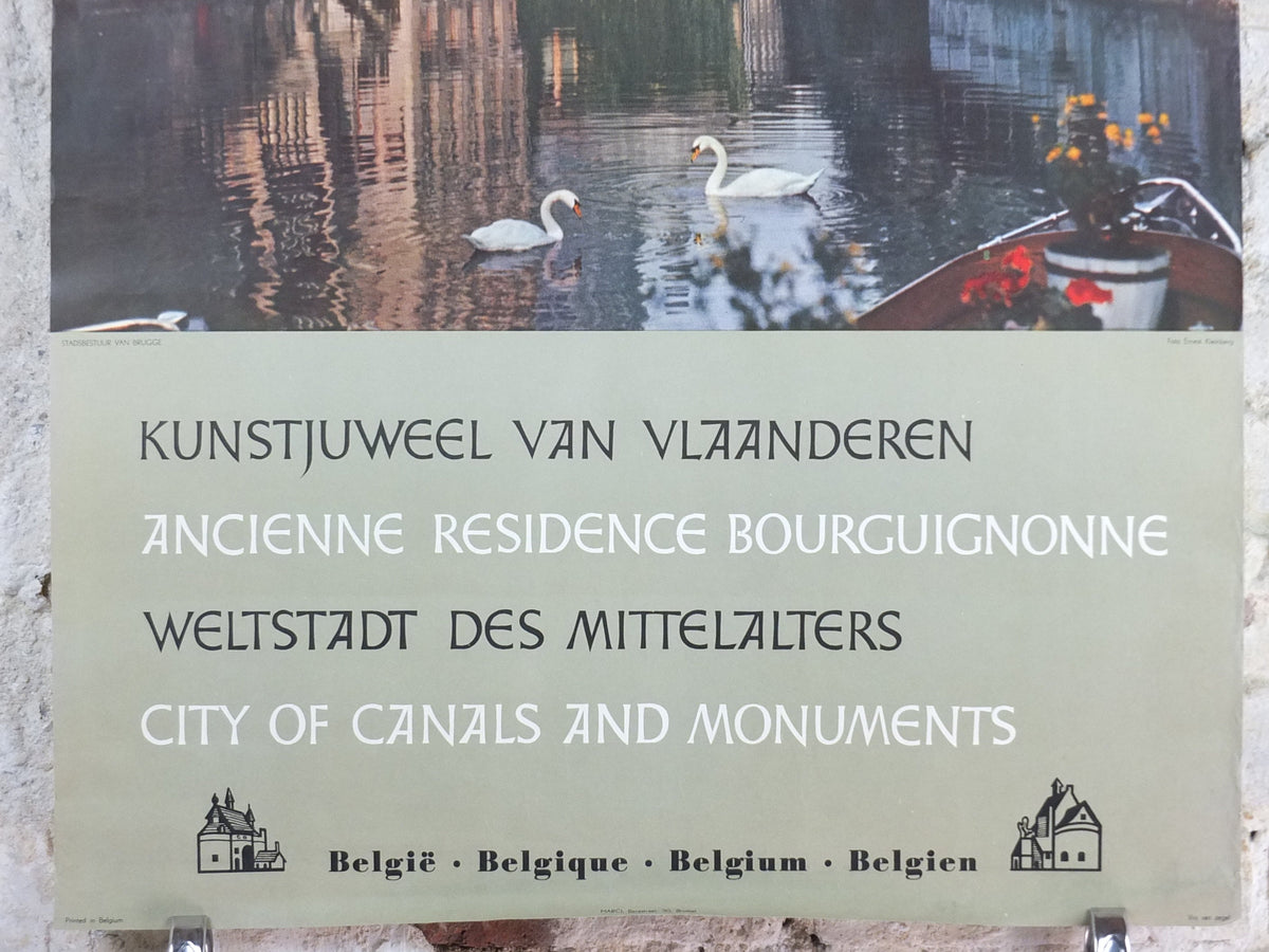 1960s Belgium Travel Poster, Bruges, Brugge, Venice of the North, canals, Belgique travel tourism holiday vacation wall art