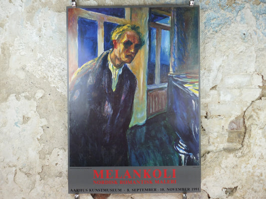 1991 Edvard Munch Poster, The Night Wanderer 1923 1924, Aarhus KunstMuseum, Expressionism, Symbolism, gallery exhibition, wall art decor