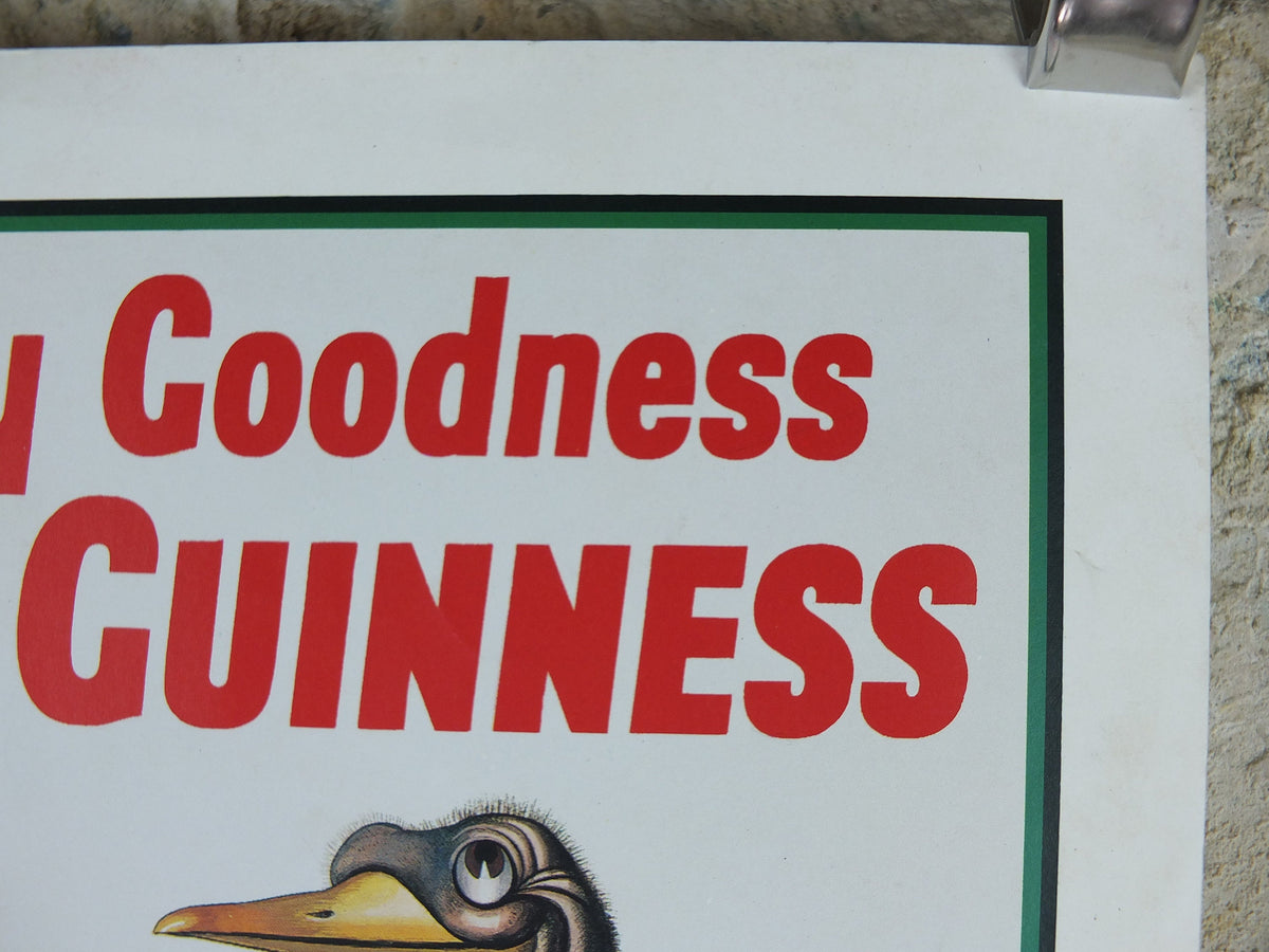 1981 John Gilroy Guinness Toucan Poster, Ostrich 1936, Guinness Zookeeper with ostrich who has swallowed his pint, wall art retro decor