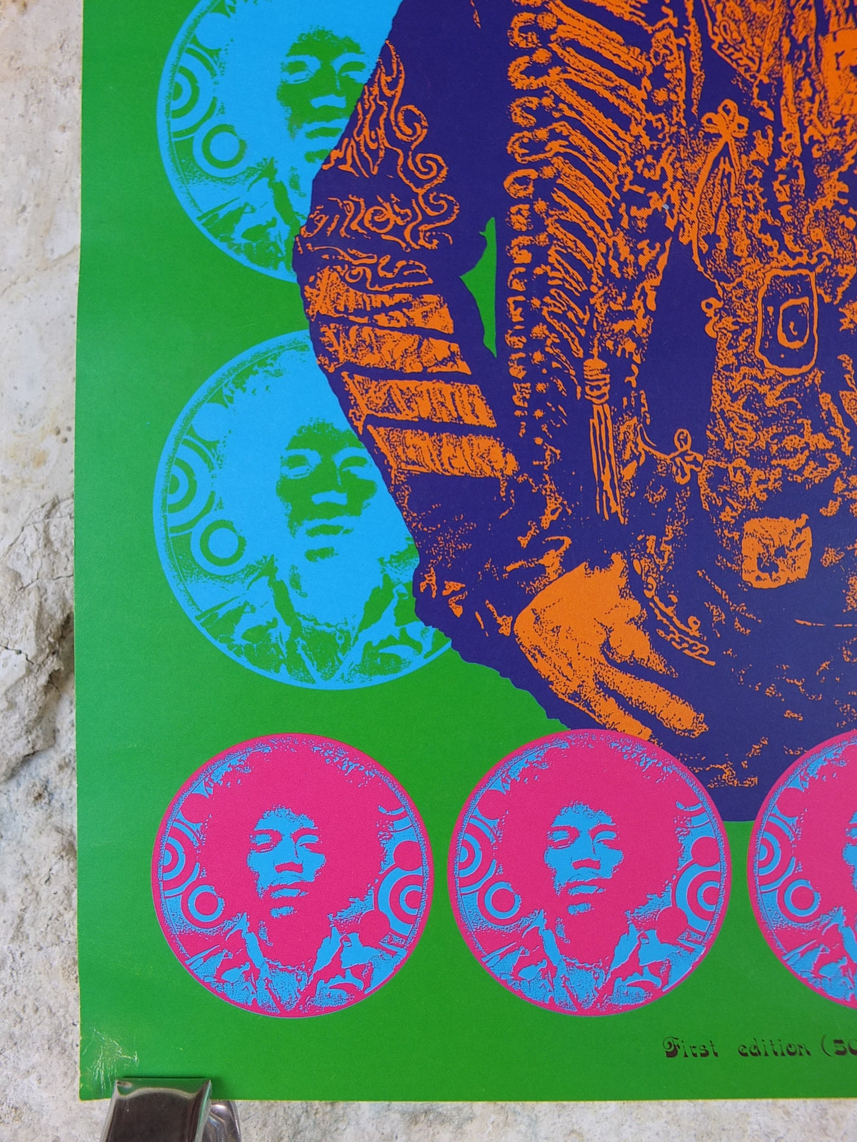 1990s Jimi Hendrix Poster, signed limited edition 66/500, Purple Haze, electric guitar master, music wall art decor