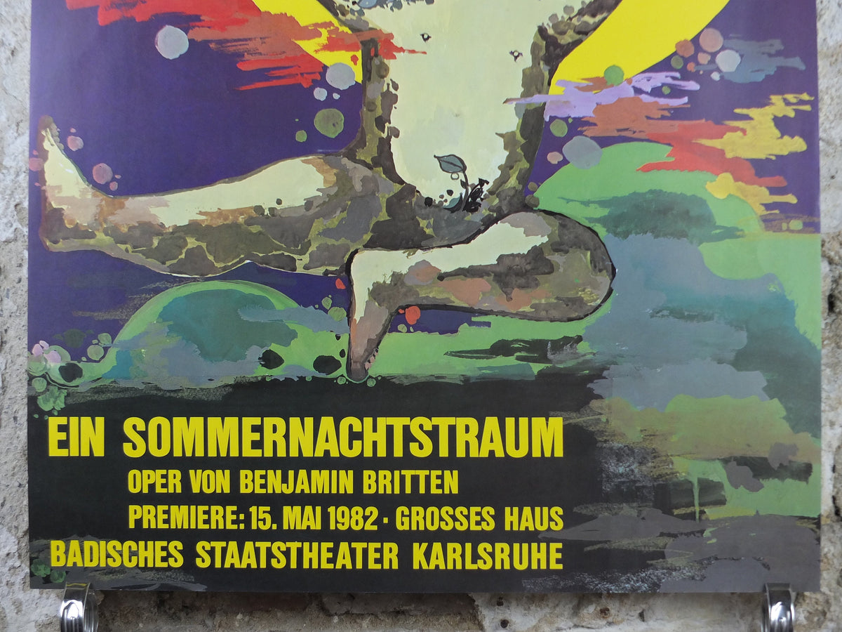 1982 Bjørn Wiinblad Poster, A Midsummer Night's Dream, William Shakespeare, Ein Sommernachtstraum, theatre wall art decor
