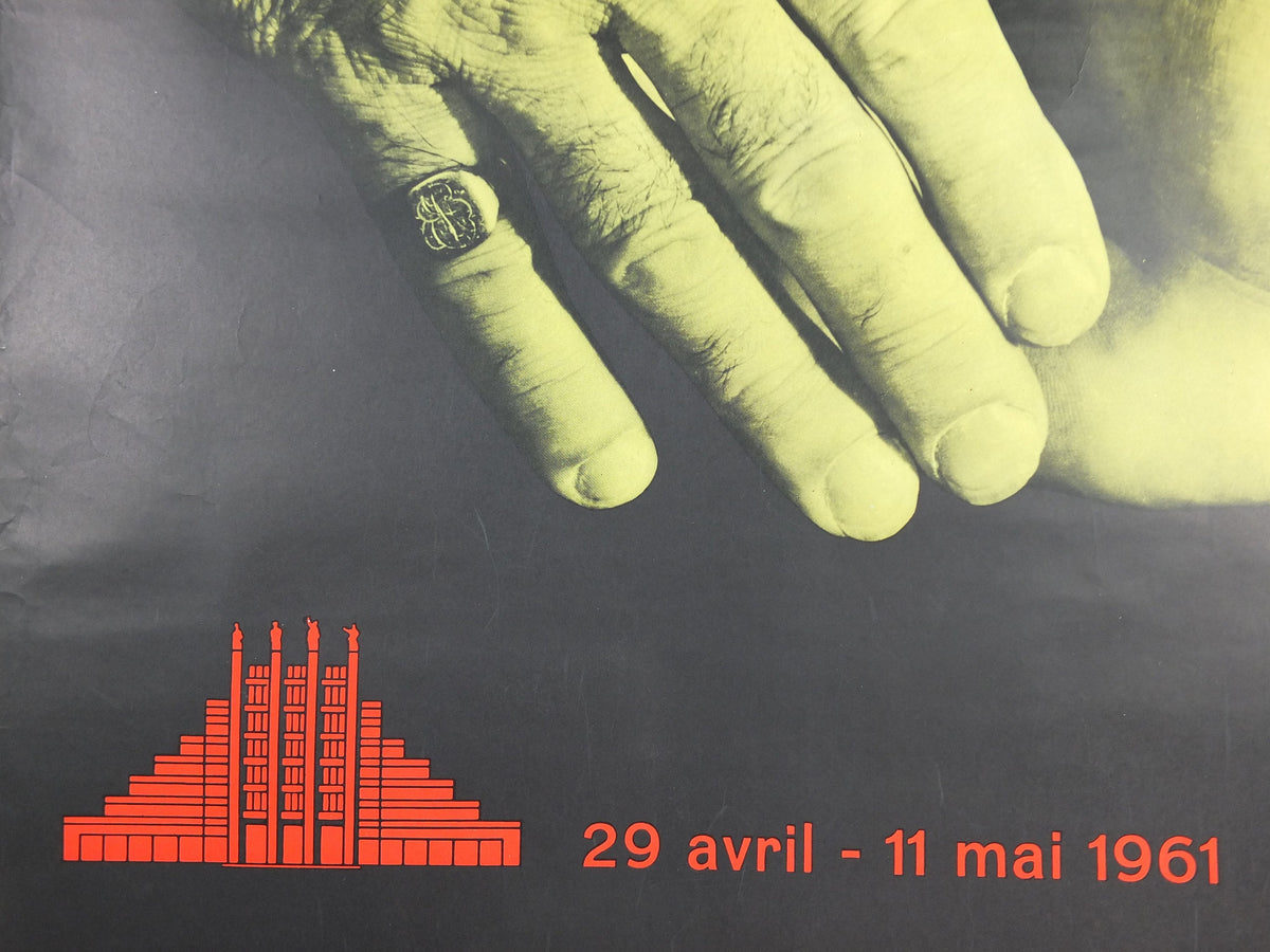1961 International Fair Brussels Poster, Original Vintage Belgian, 34th Bruxelles Fair, Advertising print, wall art retro decor