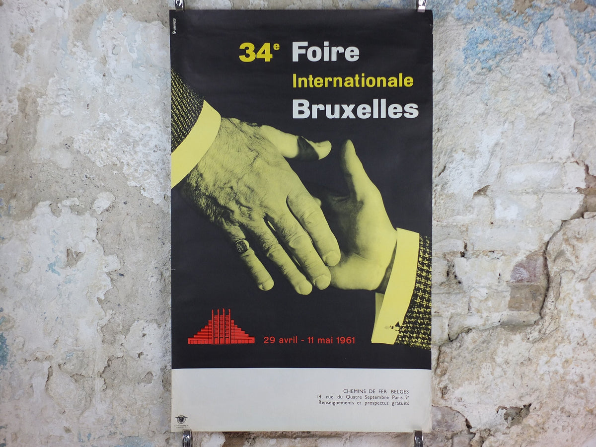 1961 International Fair Brussels Poster, Original Vintage Belgian, 34th Bruxelles Fair, Advertising print, wall art retro decor