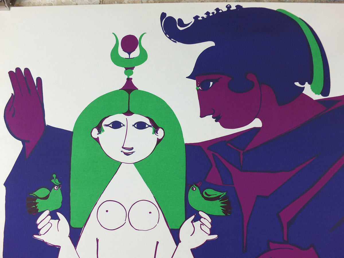 1974 Bjørn Wiinblad Poster, Caesar & Cleopatra, George Bernhard Shaw, Odense Theatre, theatre wall art decor