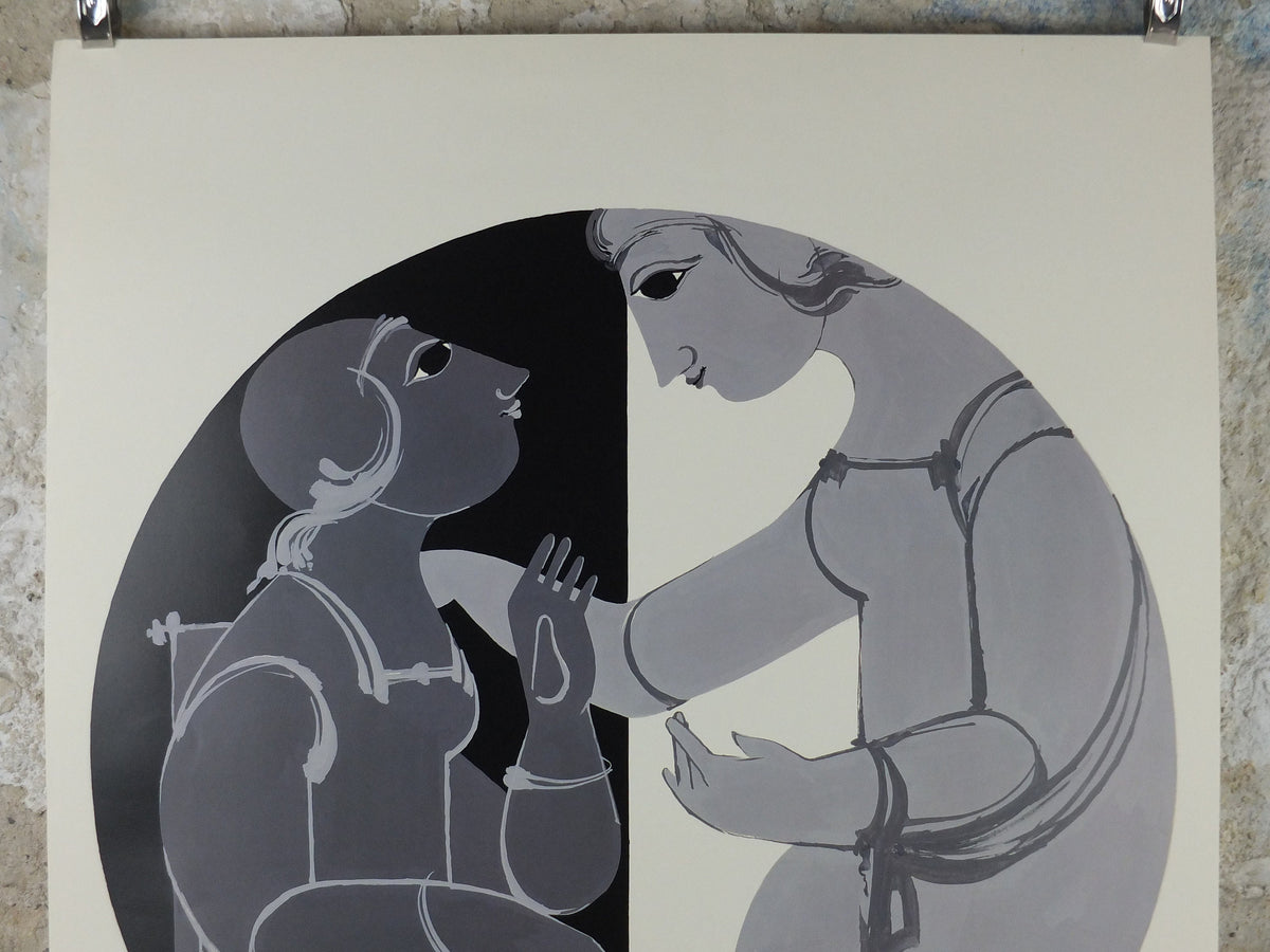 1996 Bjørn Wiinblad Poster, "As Time Goes By", a health awareness poster for Alzheimers in Dallas, health wall art decor