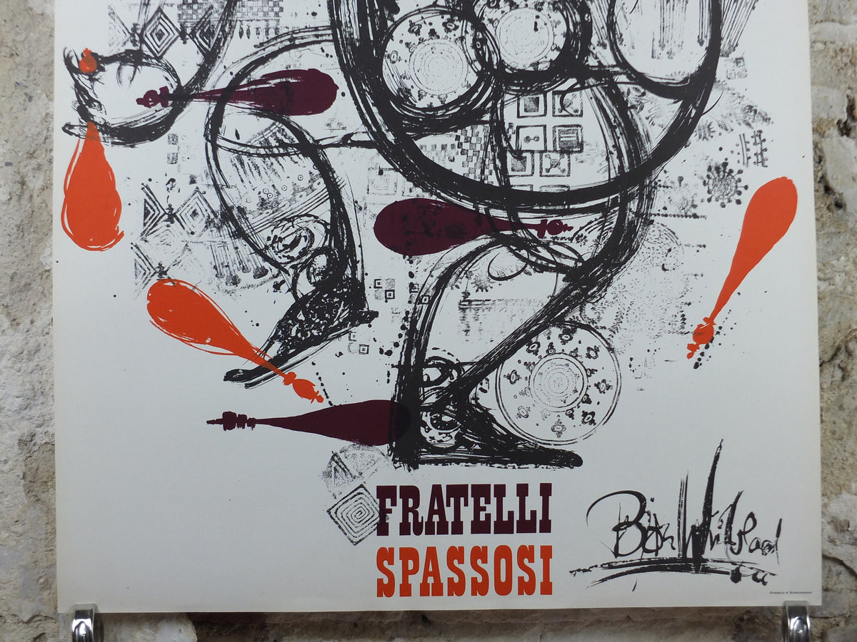 1966 Bjørn Wiinblad Poster, The Chuckle Brothers, Fratelli Spassosi, Juggling and Italian Performing Arts, theatre wall art decor