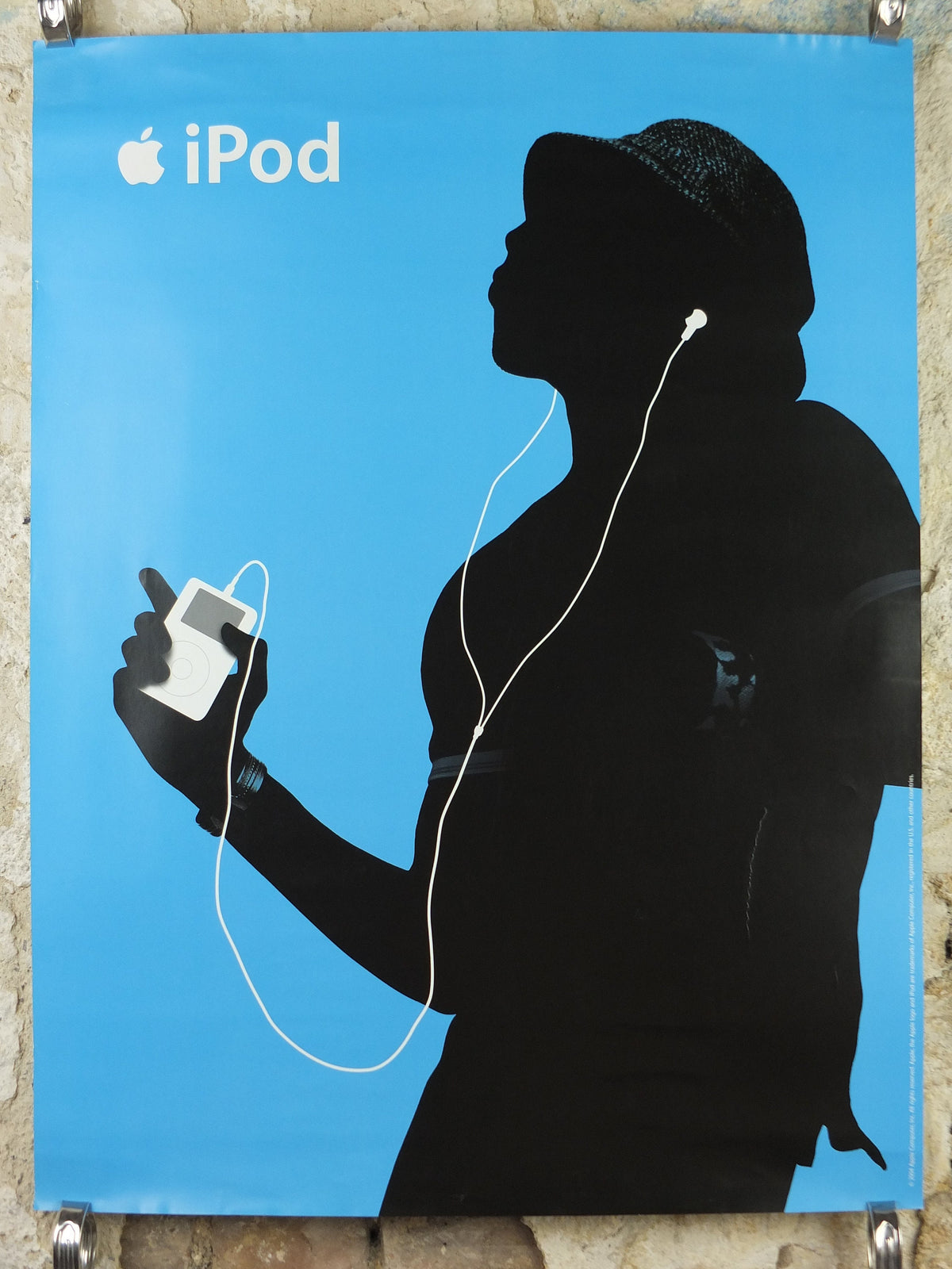2004 Apple iPod Poster, original Dancing man in hat by Susan Alinsangan and Casey Leveque, music computer technology, retro wall art decor