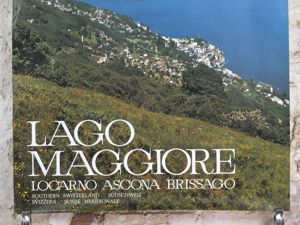 1960s Lago Maggoire Poster, Switzerland, Lake, Locarno Ascona Brissago, Suisse Travel tourism vacation, wall art decor
