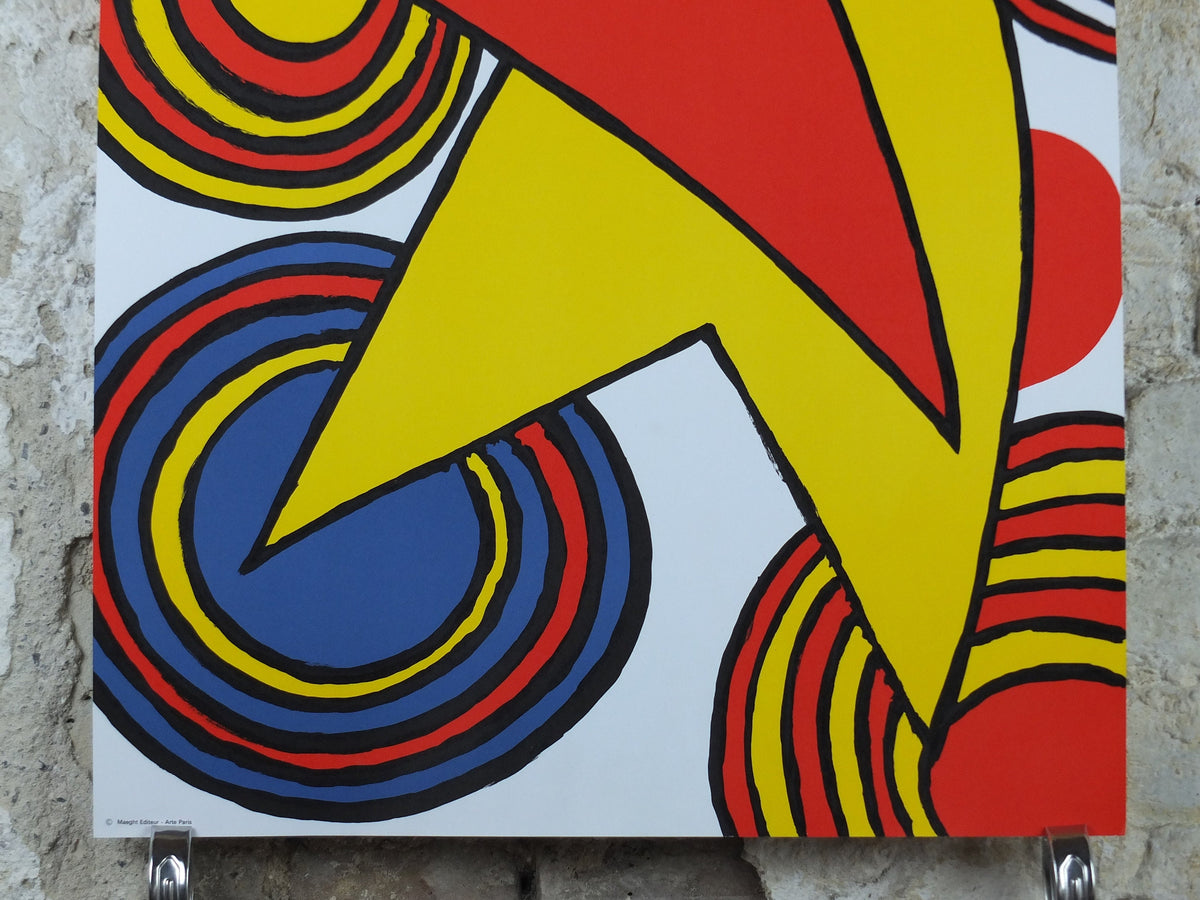 1973 Alexander Calder Poster, The Triangles and Spirals, Galerie Maeght Paris, Innovative Mobiles artist, gallery exhibition, wall art decor