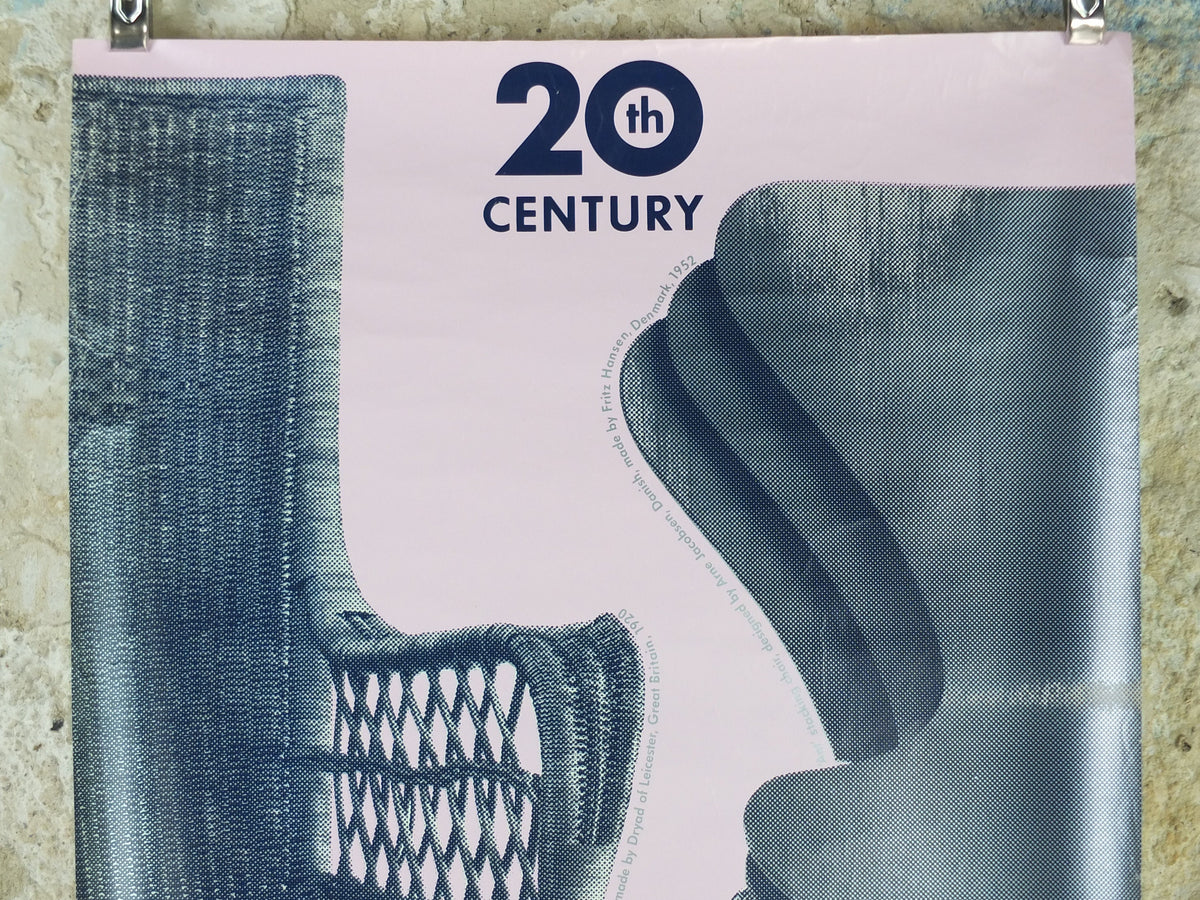 1990s V&A Museum Poster, Chairs in the 20C, Sleepy Hollow (1920) and Ant Chair (1952), Victoria and Albert gallery exhibition wall art decor