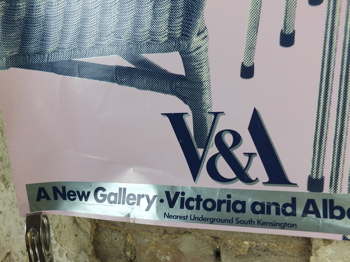 1990s V&A Museum Poster, Chairs in the 20C, Sleepy Hollow (1920) and Ant Chair (1952), Victoria and Albert gallery exhibition wall art decor