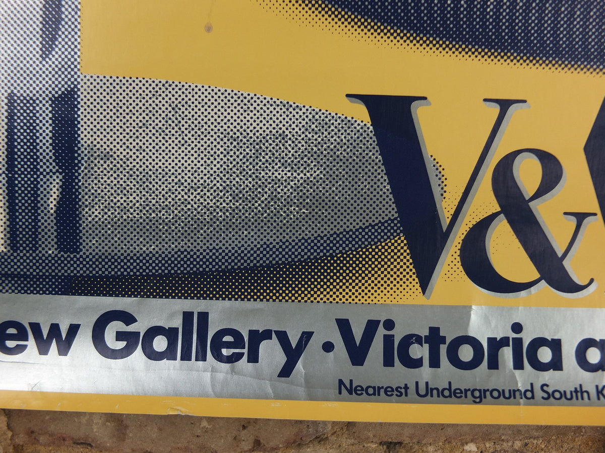 1990s V&A Museum Poster, Lamps in the 20C, MT8 lamp (1924) and Hebi lamp (1974), Victoria and Albert gallery exhibition wall art decor