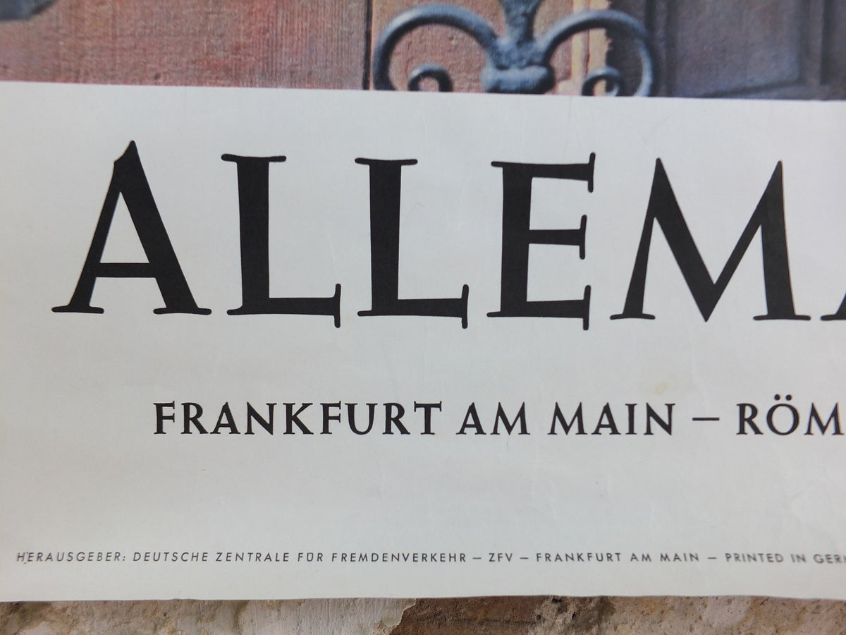 1963 Frankfurt on the Main Travel Poster, Romer Hotel de Ville, Germany, by Sepp Jager, tourism advertising wall art decor