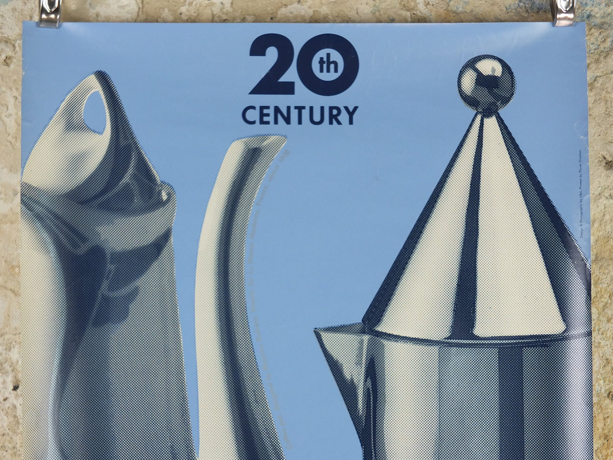 1990s V&A Museum Poster, Coffee Pots in the 20C, Coffee Pot (1900) and (1984), Victoria and Albert gallery exhibition wall art decor