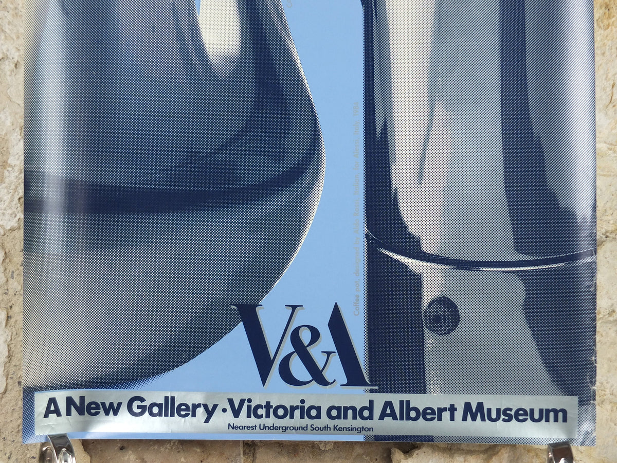 1990s V&A Museum Poster, Coffee Pots in the 20C, Coffee Pot (1900) and (1984), Victoria and Albert gallery exhibition wall art decor