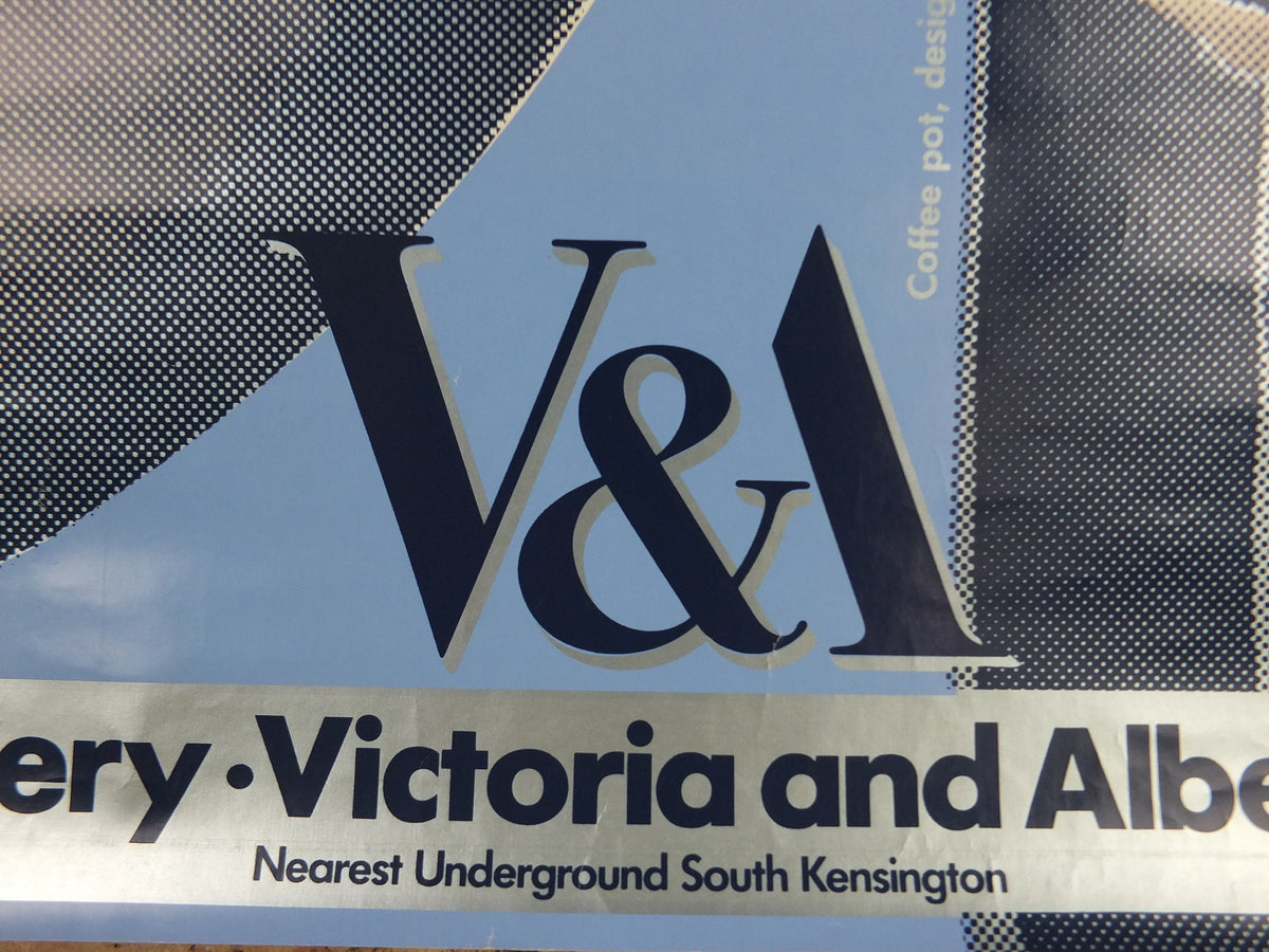 1990s V&A Museum Poster, Coffee Pots in the 20C, Coffee Pot (1900) and (1984), Victoria and Albert gallery exhibition wall art decor