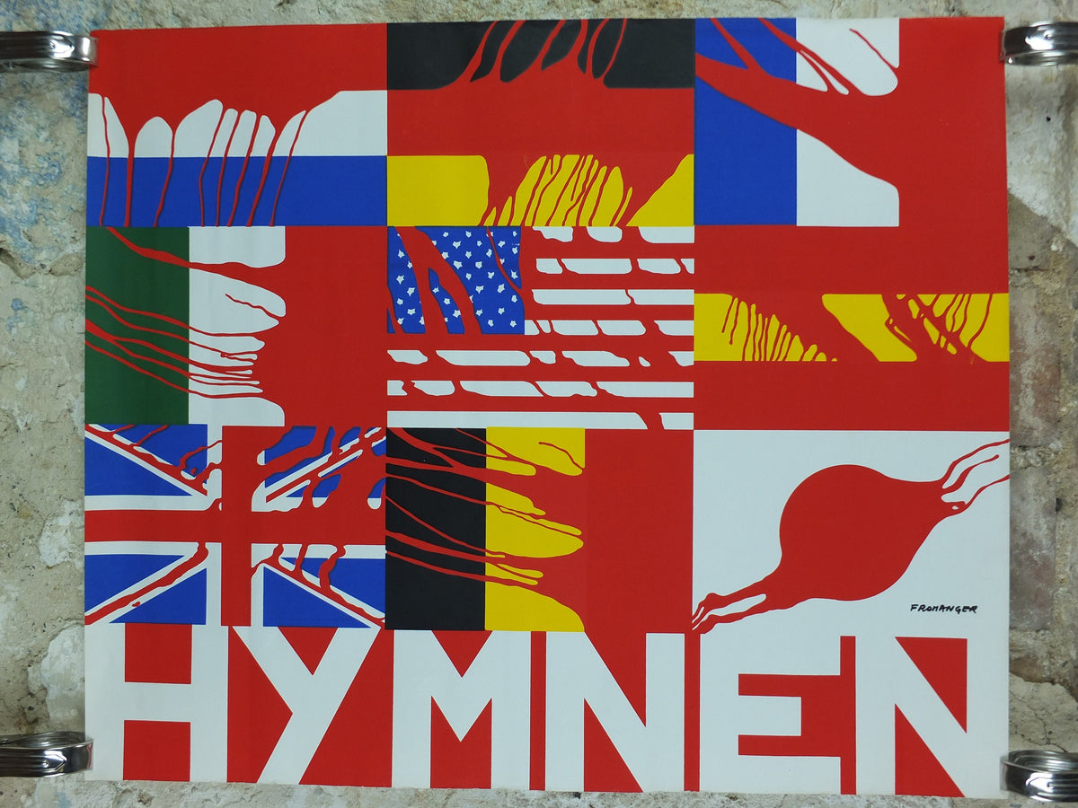 1970 Hymnen Poster, by Gérard Fromanger, experimental ballet and dance, blood soaked flags, protest wall art decor