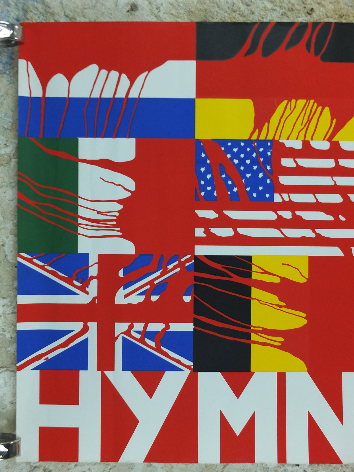 1970 Hymnen Poster, by Gérard Fromanger, experimental ballet and dance, blood soaked flags, protest wall art decor