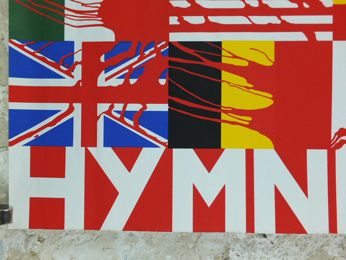 1970 Hymnen Poster, by Gérard Fromanger, experimental ballet and dance, blood soaked flags, protest wall art decor