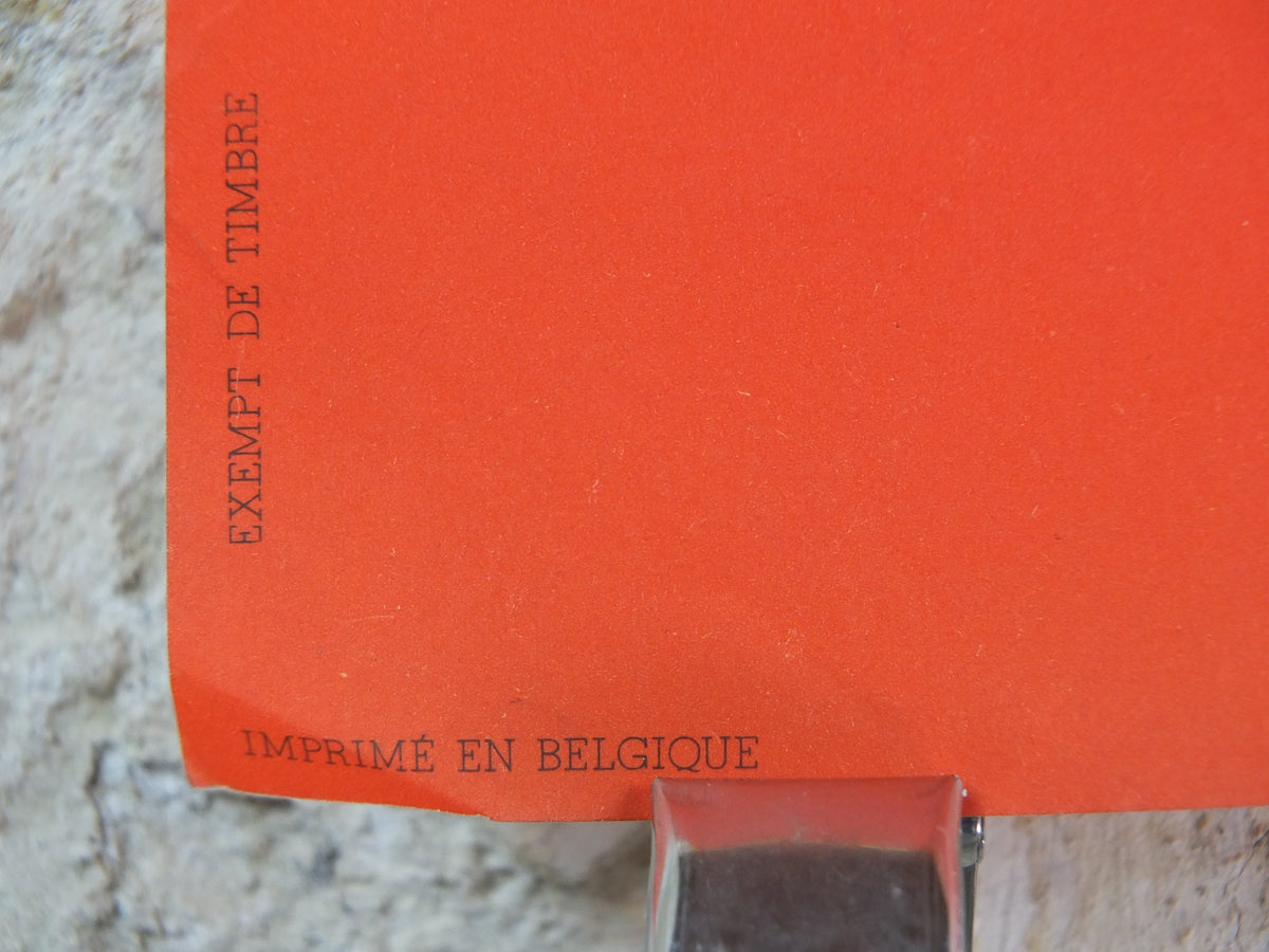 1955 Sculpture Poster, very orange biennial sculpture from Middleheim region of Antwerp or Anvers, artist gallery exhibition, wall art decor
