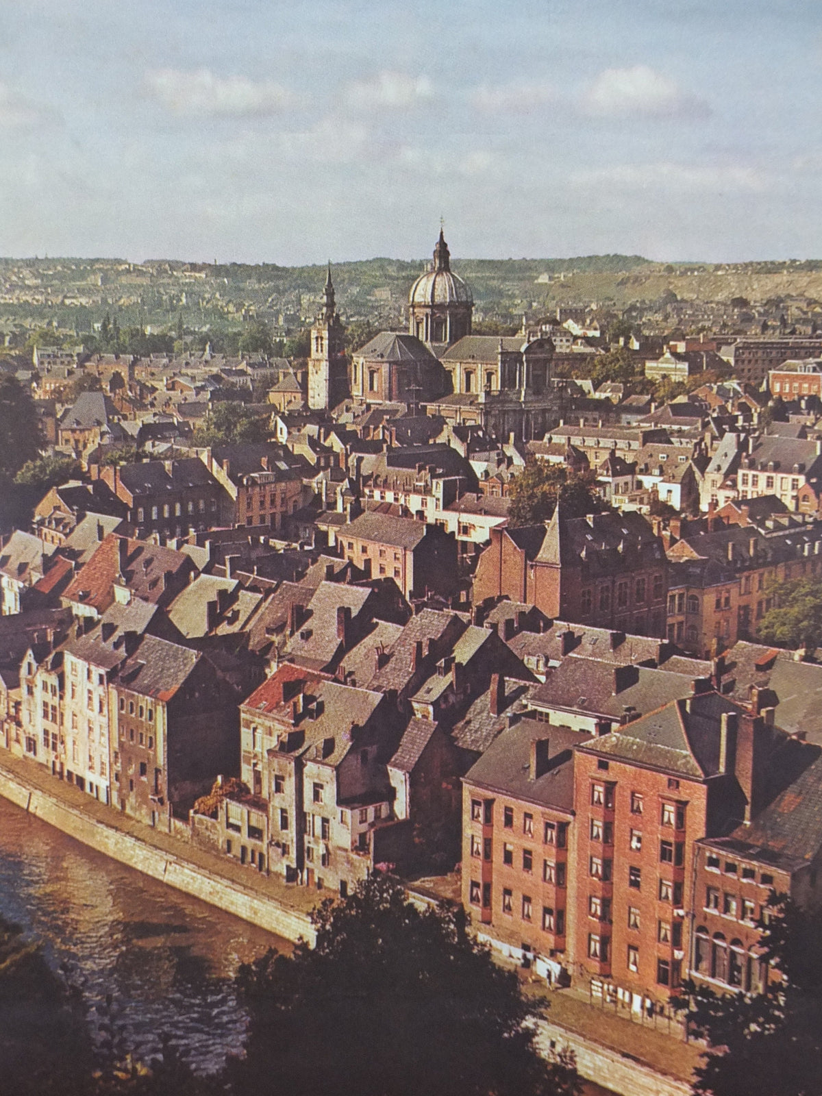 1970s Belgium Travel Poster, Namur Panorama, St Aubins cathedral, Belgique travel tourism holiday vacation wall art