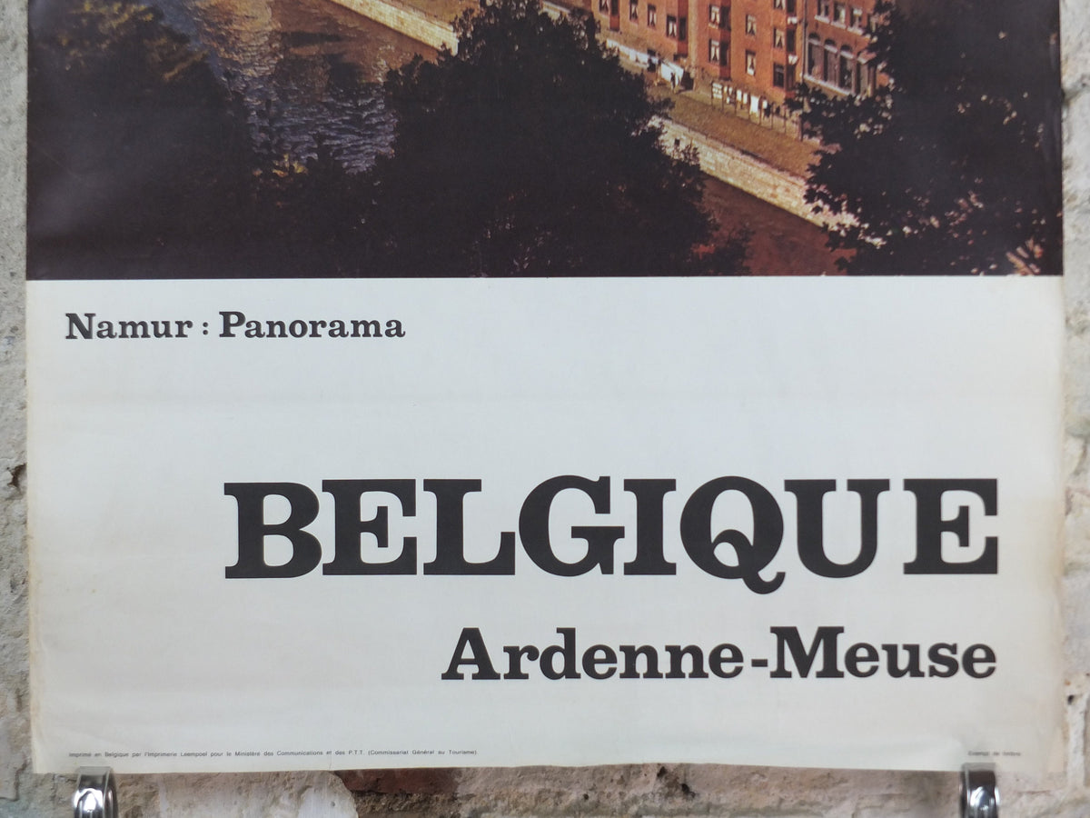 1970s Belgium Travel Poster, Namur Panorama, St Aubins cathedral, Belgique travel tourism holiday vacation wall art