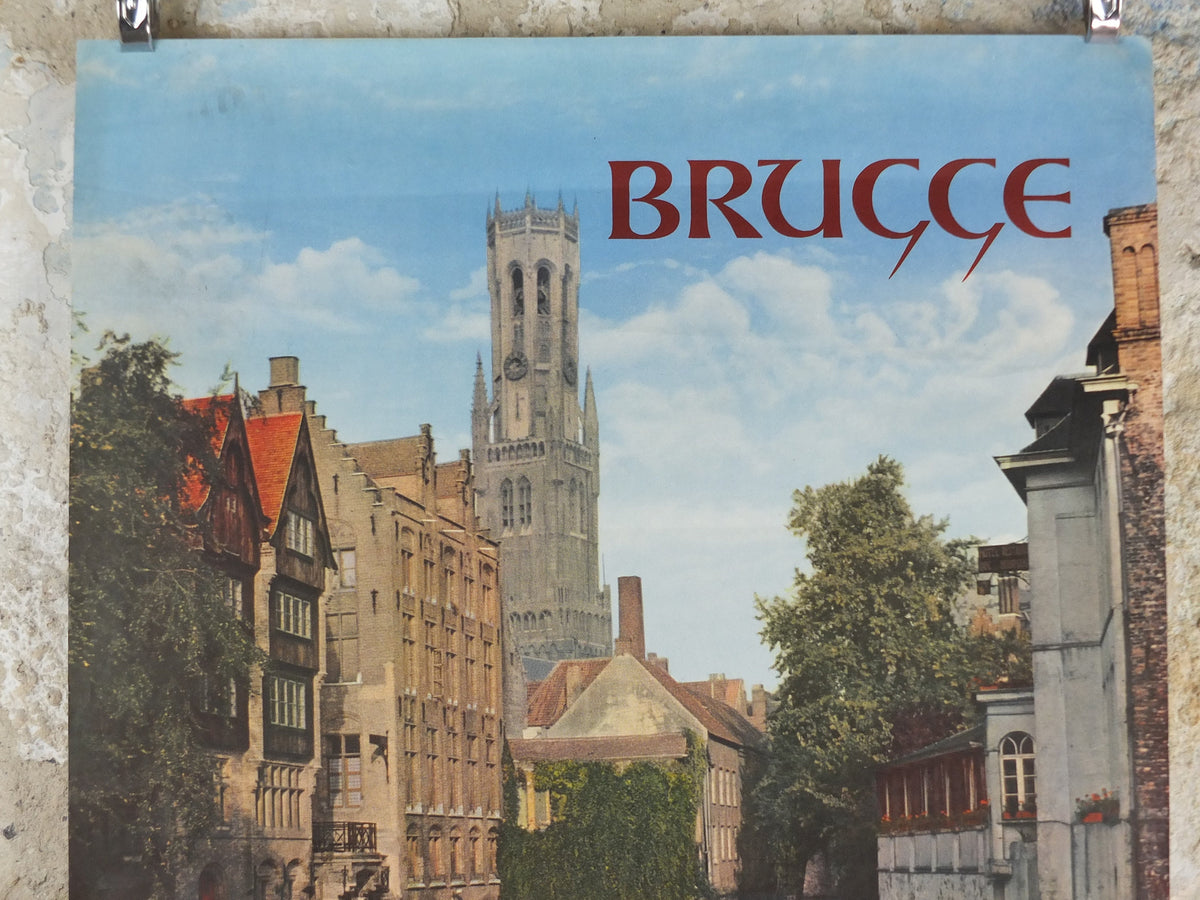 1960s Belgium Travel Poster, Bruges, Brugge, Venice of the North, canals, Belgique travel tourism holiday vacation wall art