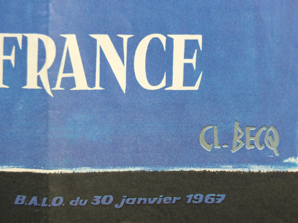 1967 French Land Loan Poster, a vase with flowers blooming into housing, by Becq, French Finance, Bonds and financial loans, wall art decor