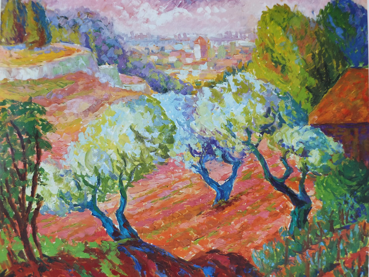 1964 Serge Mendjisky Poster, A rural country scene from the south of France, Impressionism, gallery exhibition, wall art decor