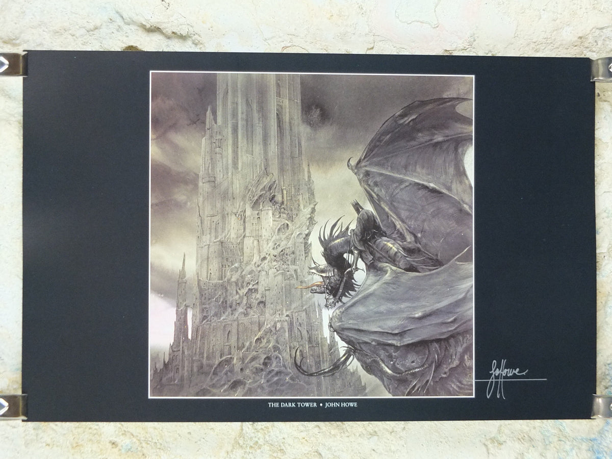 Hand Signed John Howe The Two Towers Poster, The Dark Tower and Nazgul, 1999 Tolkien, Middle Earth, Lord of the Rings, print wall art decor