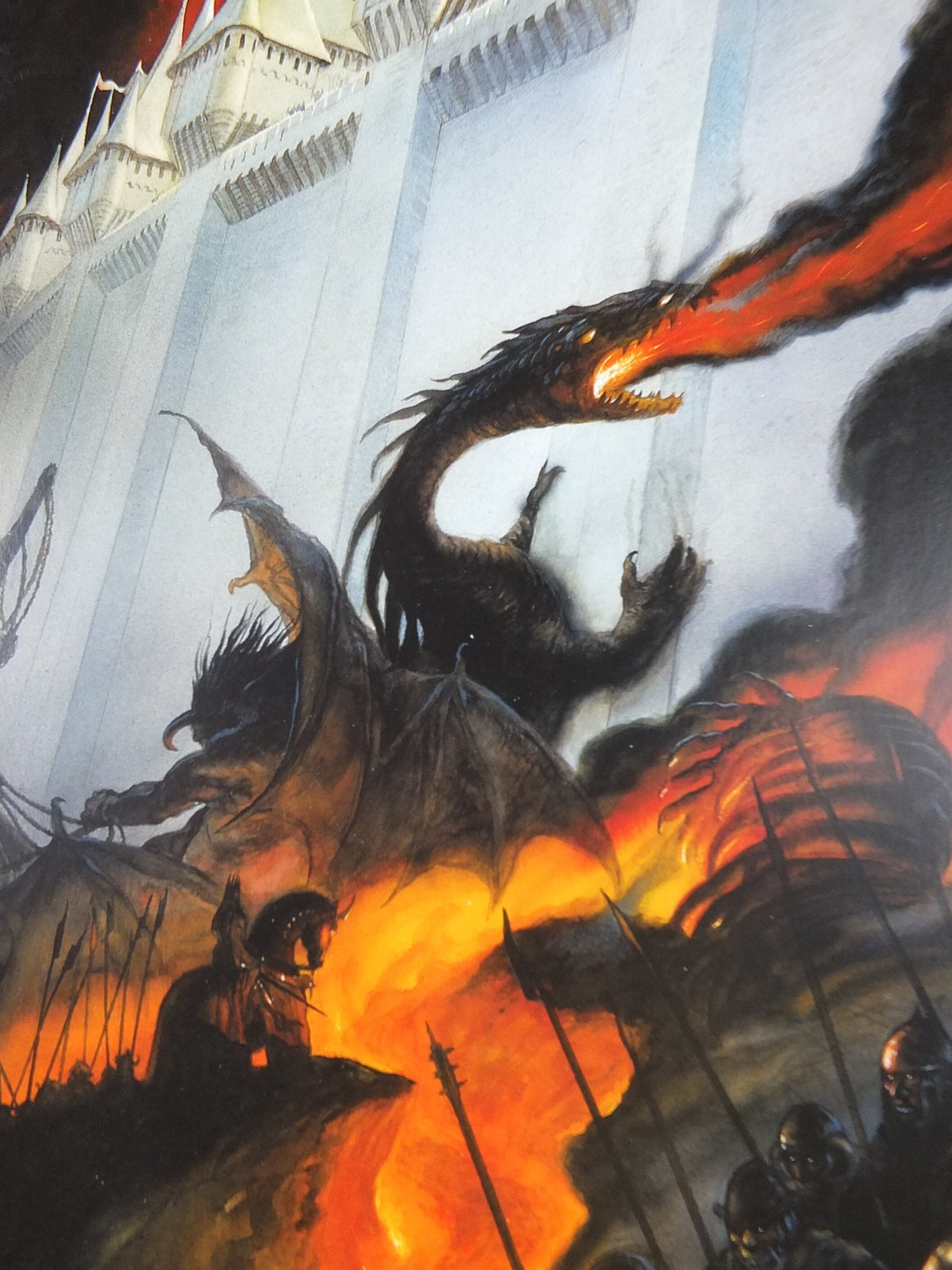 Hand signed John Howe The Fall of Gondolin Poster, 1999 Tolkien Silmarillion, Middle Earth pre Lord of the Rings, print wall art decor