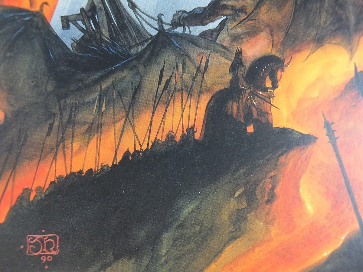 Hand signed John Howe The Fall of Gondolin Poster, 1999 Tolkien Silmarillion, Middle Earth pre Lord of the Rings, print wall art decor