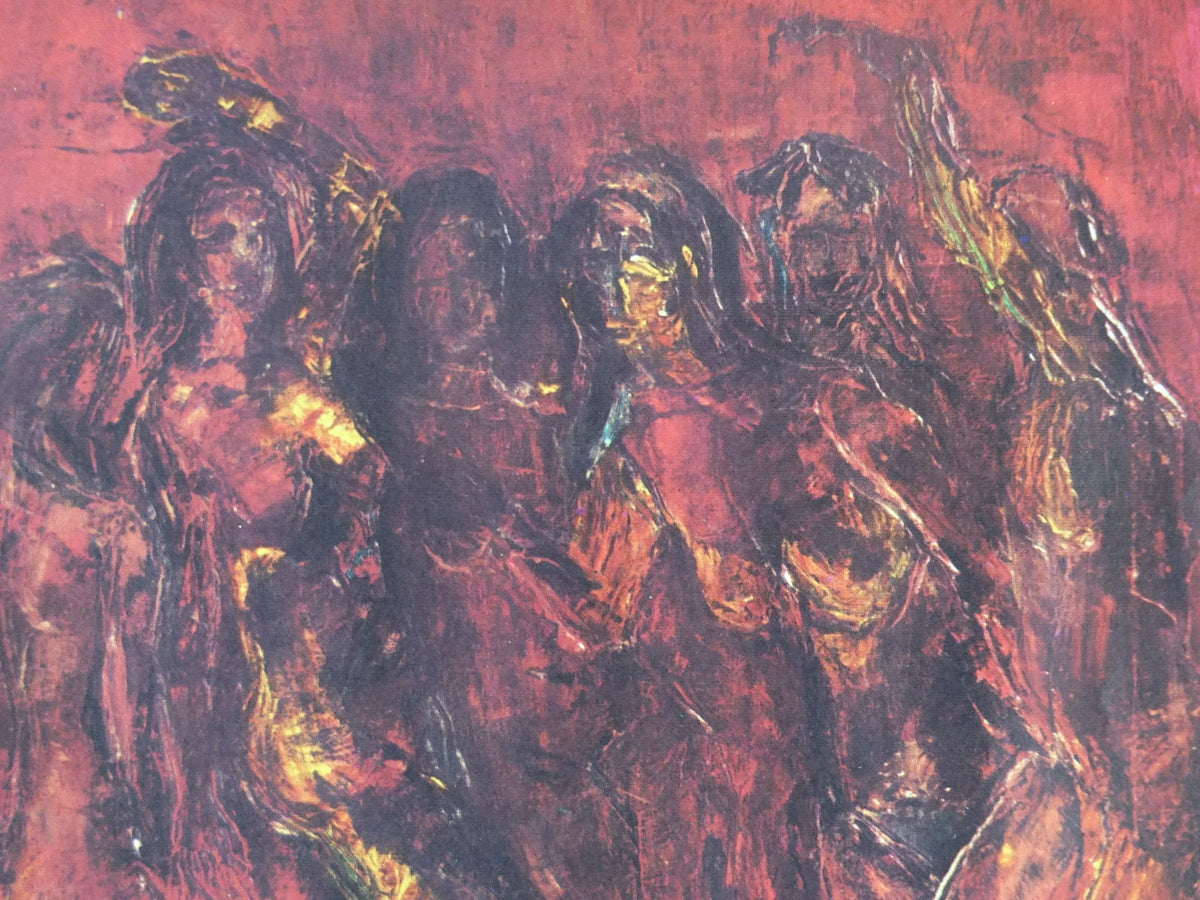 1967 Giulia Romero Poster, The Red Dancers, expresionism painting, beauty in the feminine form, artist gallery exhibition, wall art decor