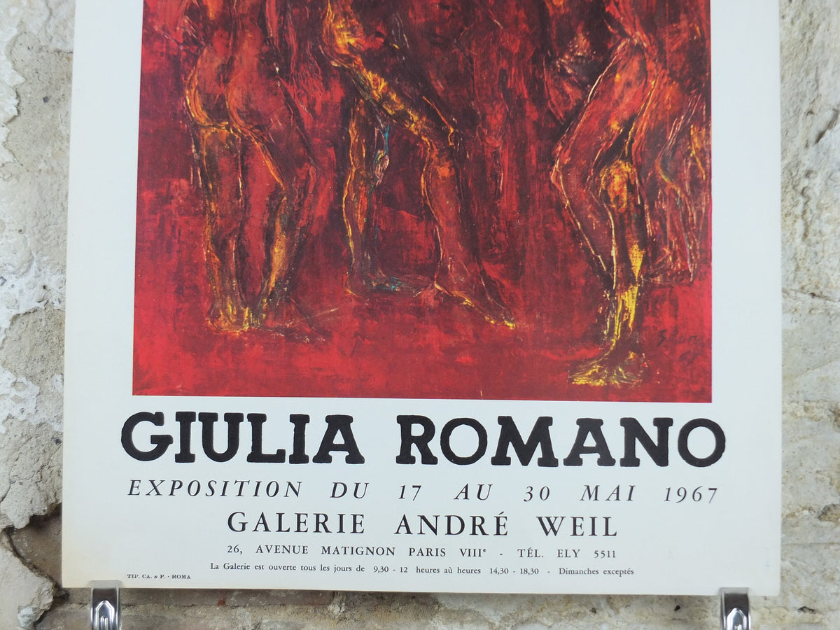 1967 Giulia Romero Poster, The Red Dancers, expresionism painting, beauty in the feminine form, artist gallery exhibition, wall art decor