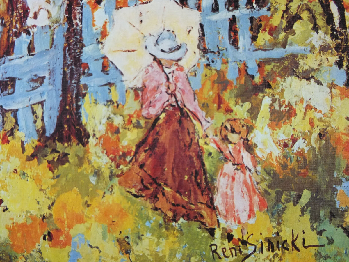 1972 Rene Sinicki Poster, A bright rural country scene of cottage from the south of France, Impressionism gallery exhibition, wall art decor