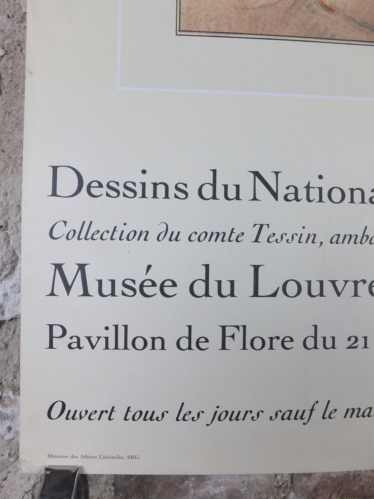 1970 François Boucher Poster, drawing of a young woman in Rococo style, Musee de Louvre, gallery exhibition wall art decor