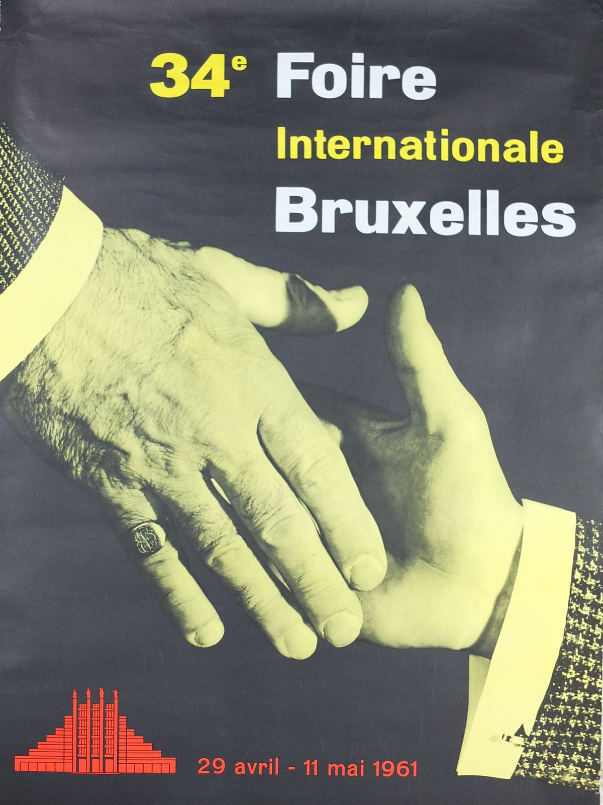 1961 International Fair Brussels Poster, Original Vintage Belgian, 34th Bruxelles Fair, Advertising print, wall art retro decor