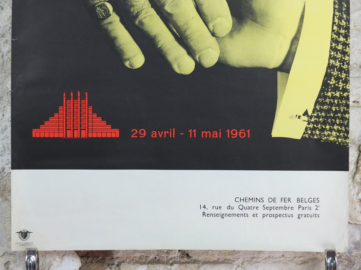 1961 International Fair Brussels Poster, Original Vintage Belgian, 34th Bruxelles Fair, Advertising print, wall art retro decor