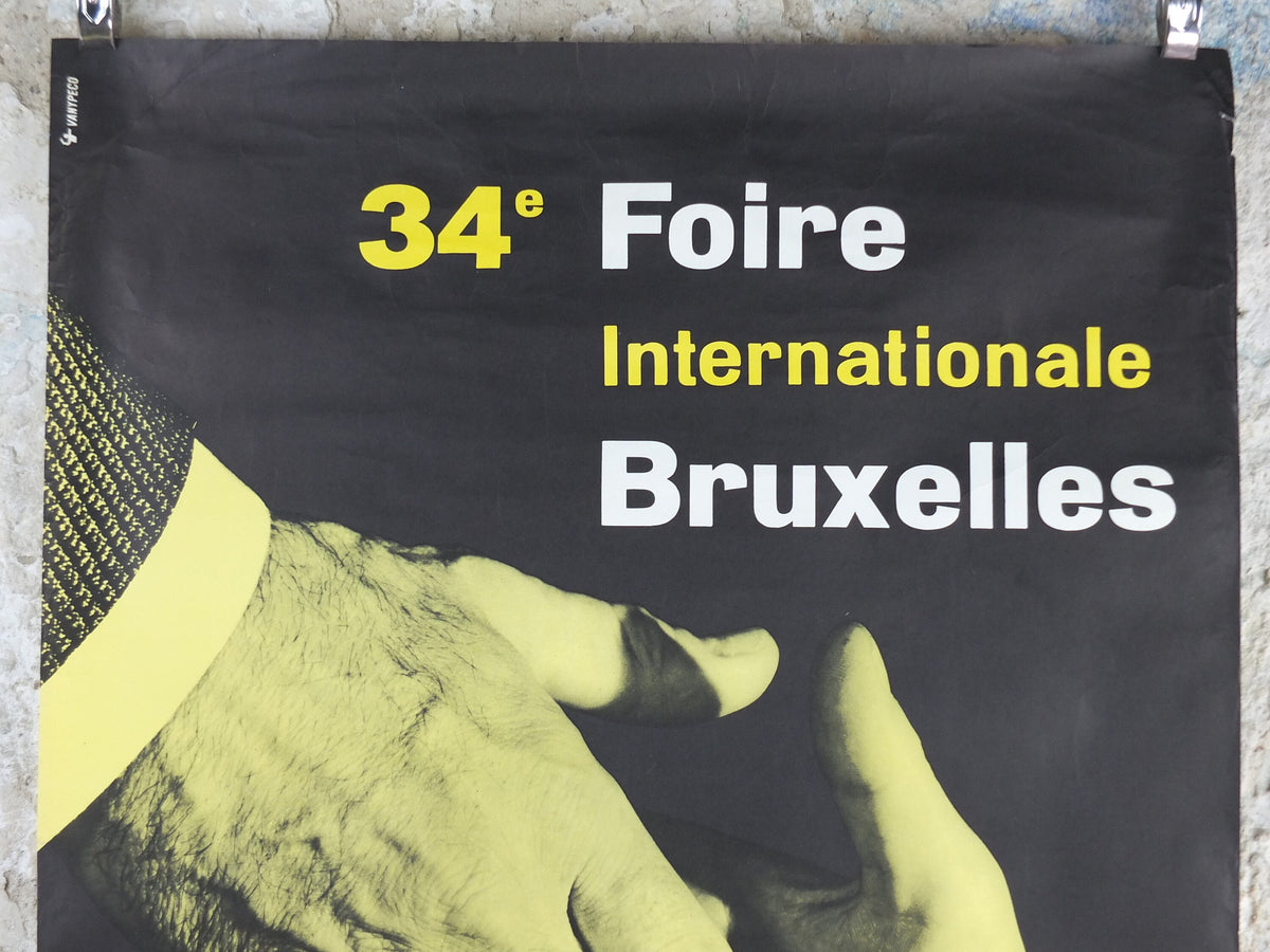 1961 International Fair Brussels Poster, Original Vintage Belgian, 34th Bruxelles Fair, Advertising print, wall art retro decor