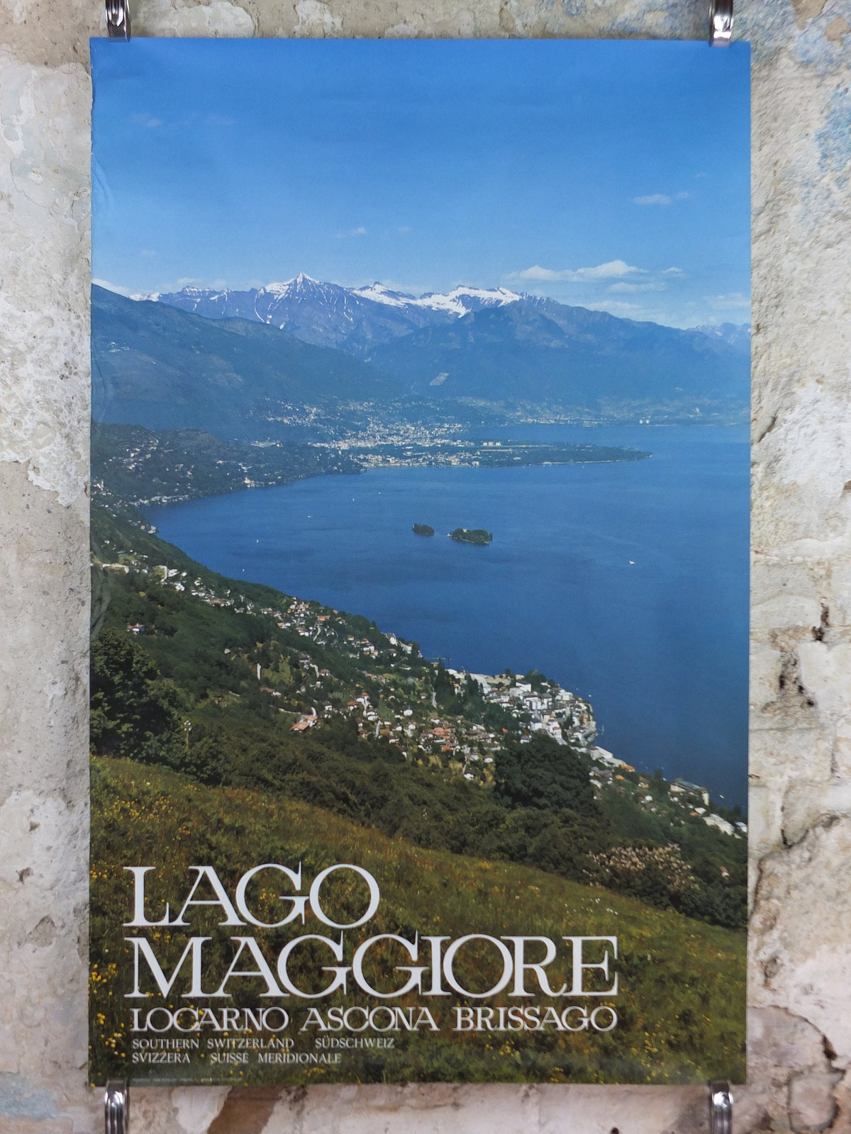 1960s Lago Maggoire Poster, Switzerland, Lake, Locarno Ascona Brissago, Suisse Travel tourism vacation, wall art decor