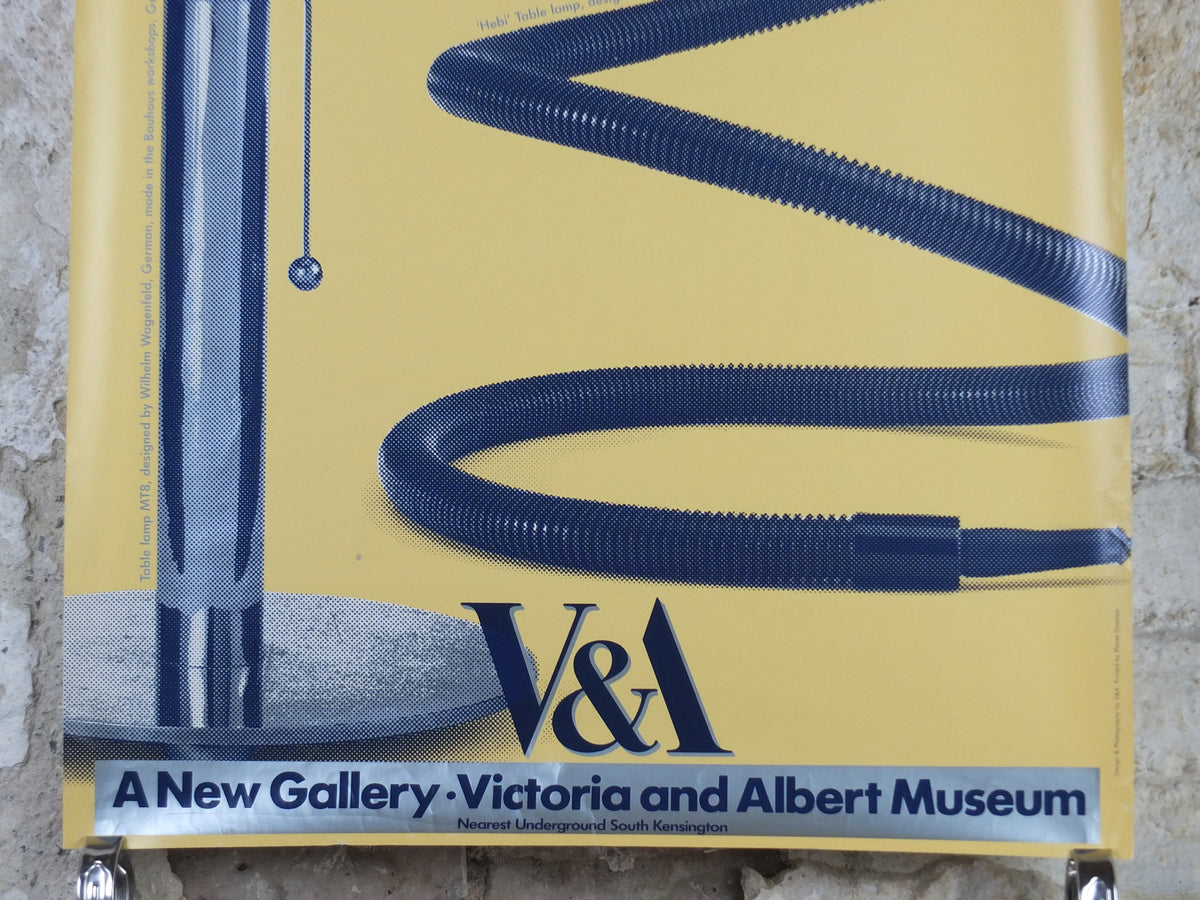 1990s V&A Museum Poster, Lamps in the 20C, MT8 lamp (1924) and Hebi lamp (1974), Victoria and Albert gallery exhibition wall art decor