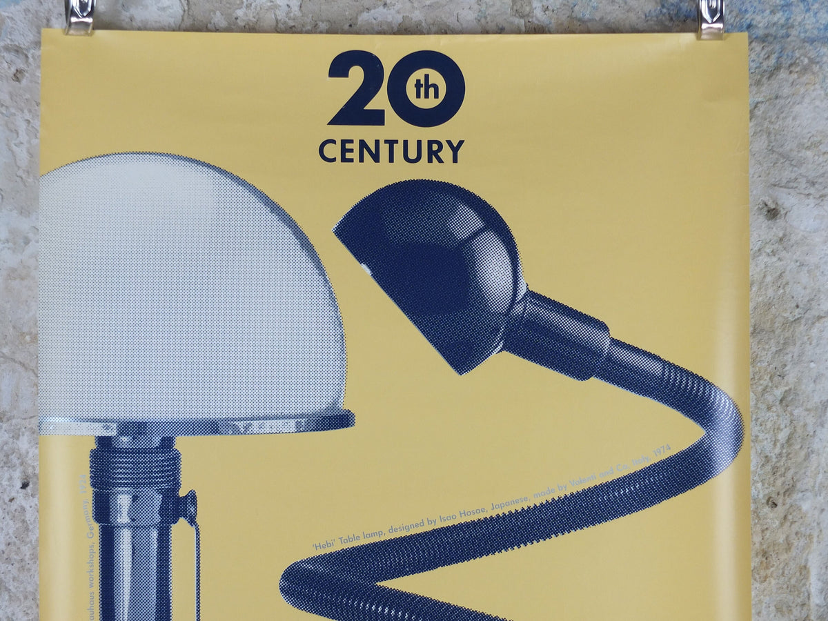 1990s V&A Museum Poster, Lamps in the 20C, MT8 lamp (1924) and Hebi lamp (1974), Victoria and Albert gallery exhibition wall art decor