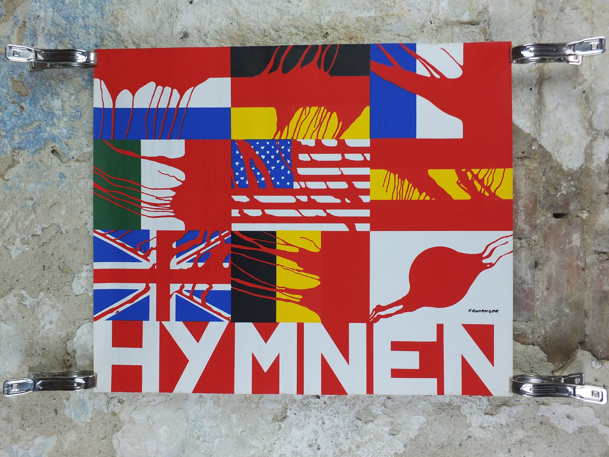 1970 Hymnen Poster, by Gérard Fromanger, experimental ballet and dance, blood soaked flags, protest wall art decor